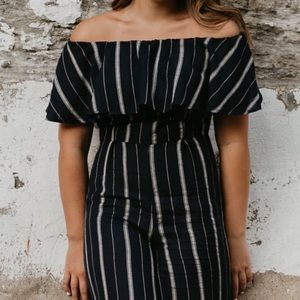 Altar’d State Pinstripe Navy Blue Jumpsuit